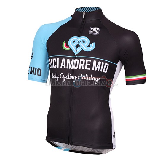 Abbigliamento Bici Amore Mio 2016 Manica Corta E Pantaloncino Con Bretelle nero e blu - Clicca l'immagine per chiudere